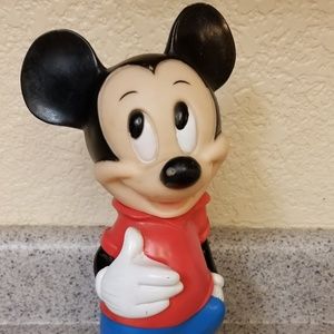 Mickey Mouse Piggy Bank RUBBER Coin ILLCO Toy